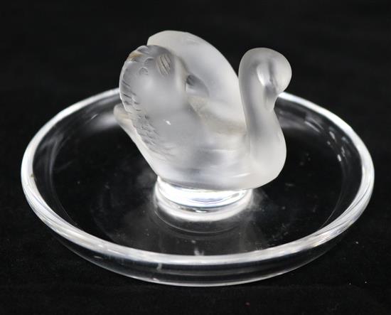 A Lalique swan pin dish
